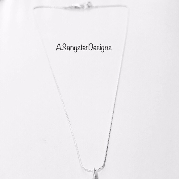 16" Sterling Silver Necklace + Crystal Lotus Charm - Picture 2 of 2